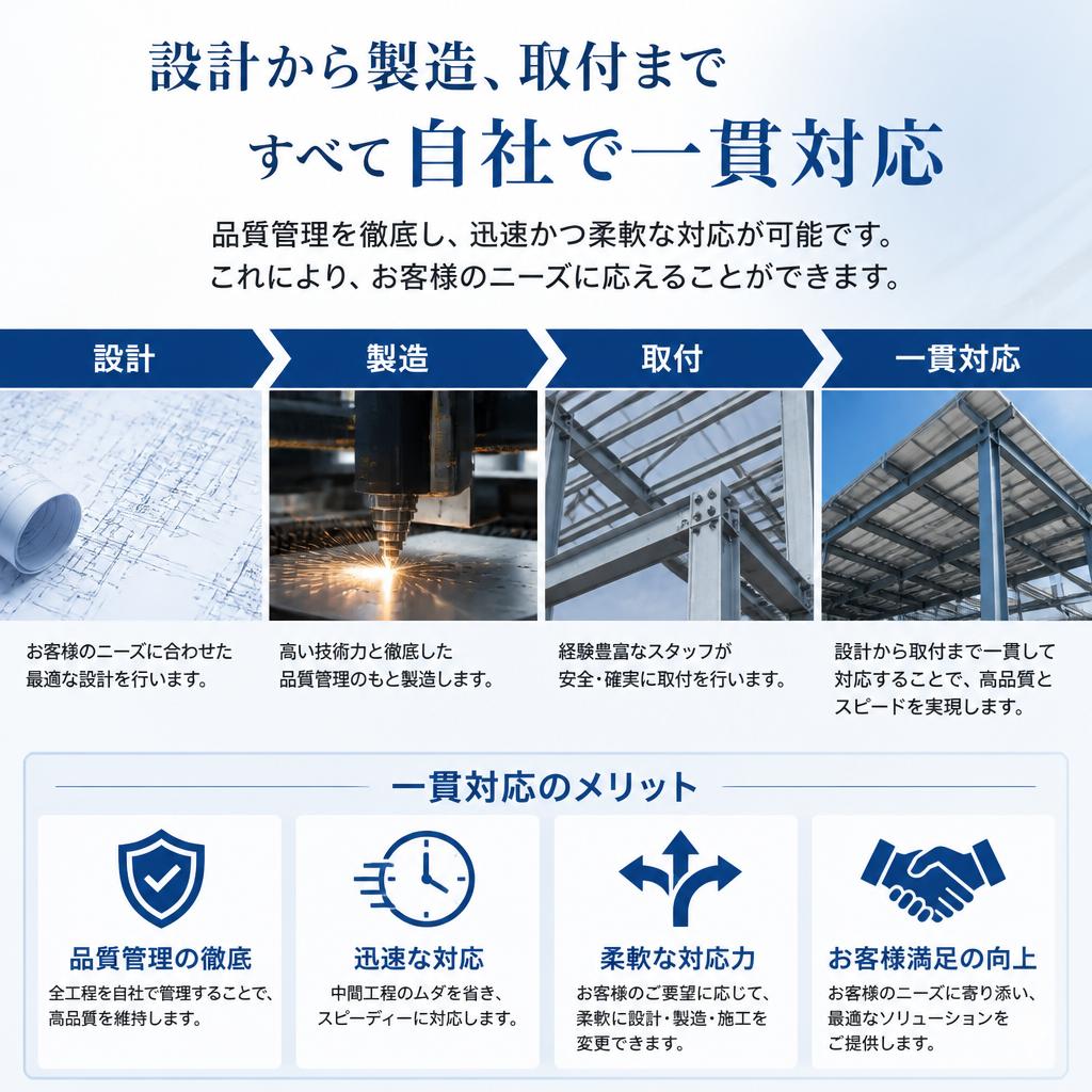製造から取付までの一貫体制