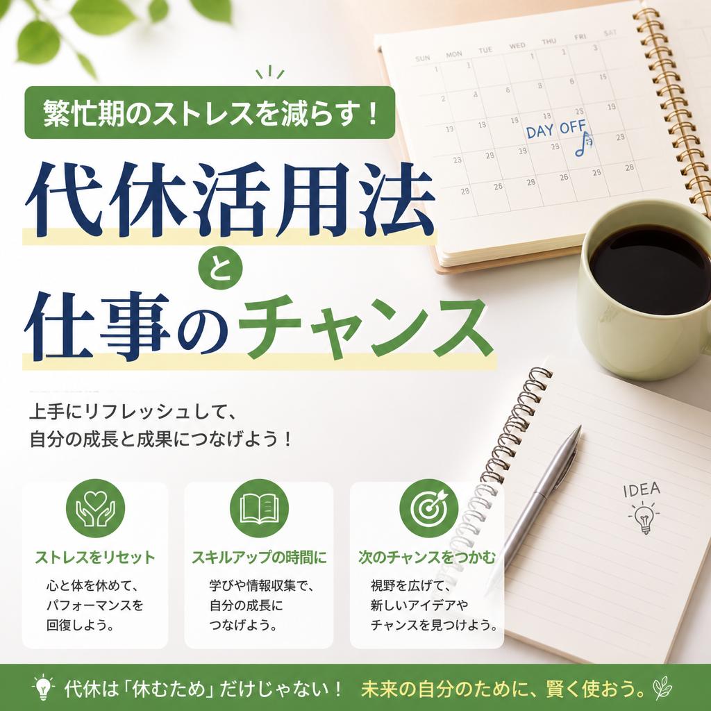繁忙期のストレスを減らす！代休活用法と仕事のチャンス