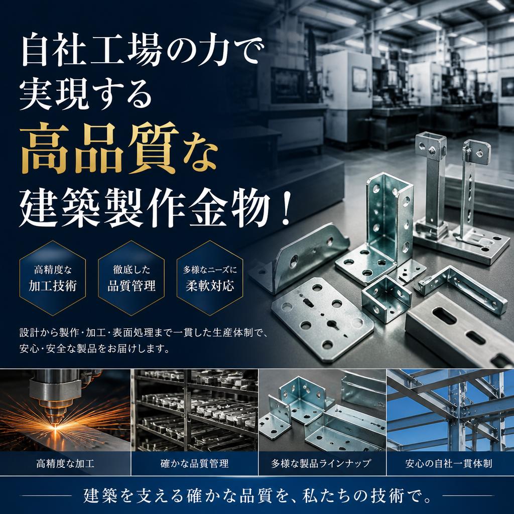 自社工場の力で実現する高品質な建築製作金物！