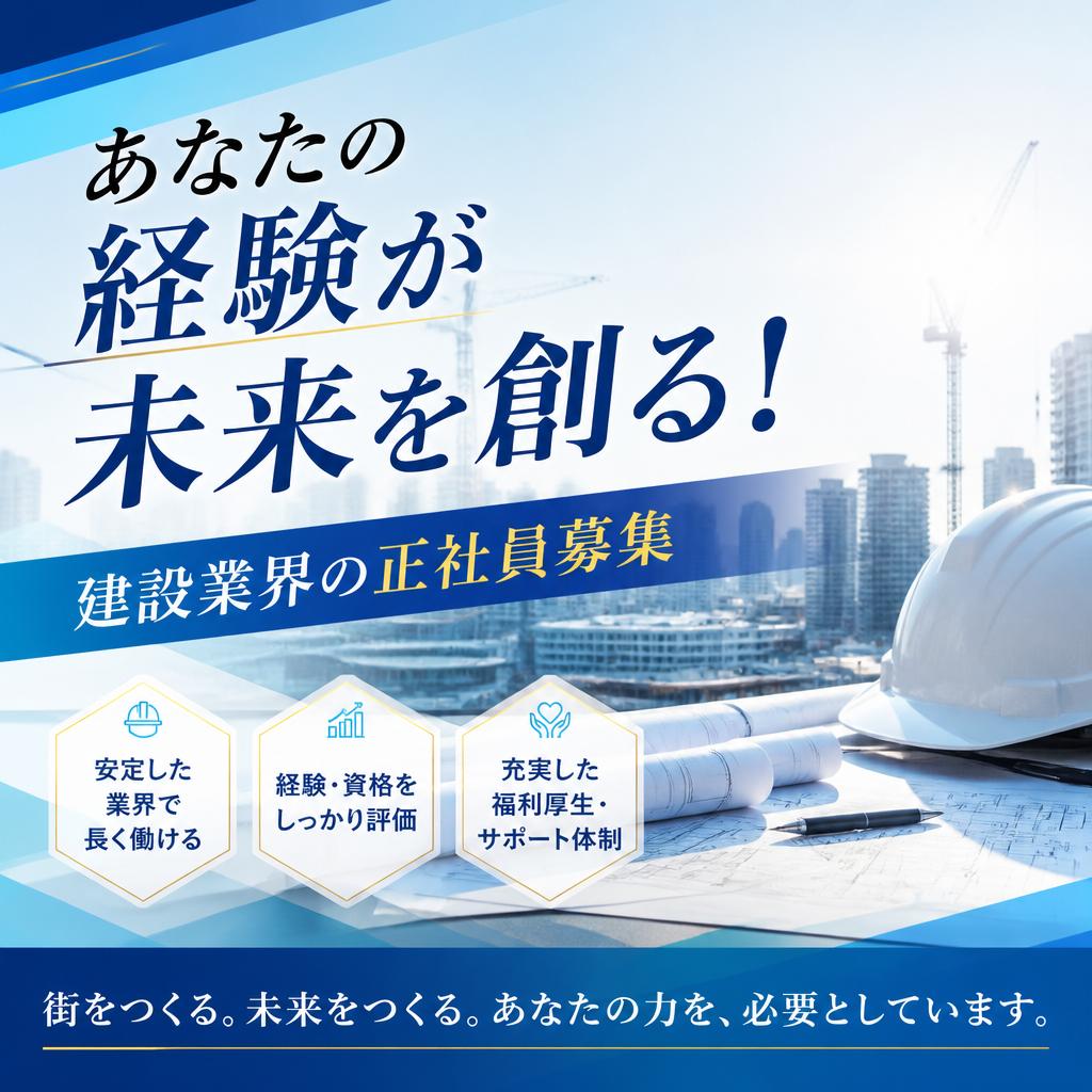 あなたの経験が未来を創る！建設業界の正社員募集