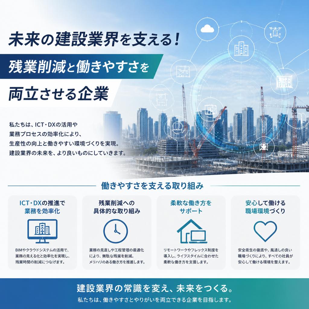 未来の建設業界を支える！残業削減と働きやすさを両立させる企業
