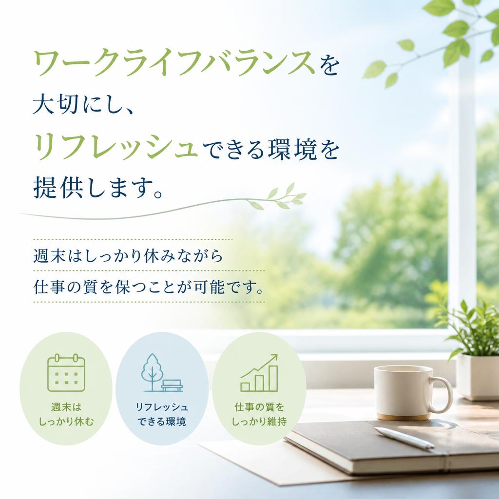 安心の環境で働く。残業少なめの職場