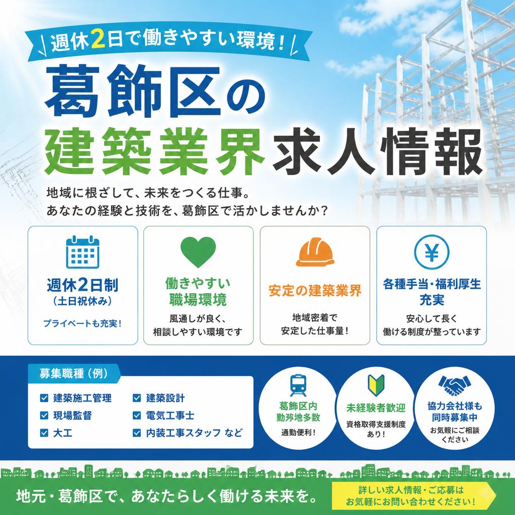 週休2日で働きやすい環境！葛飾区の建築業界求人情報