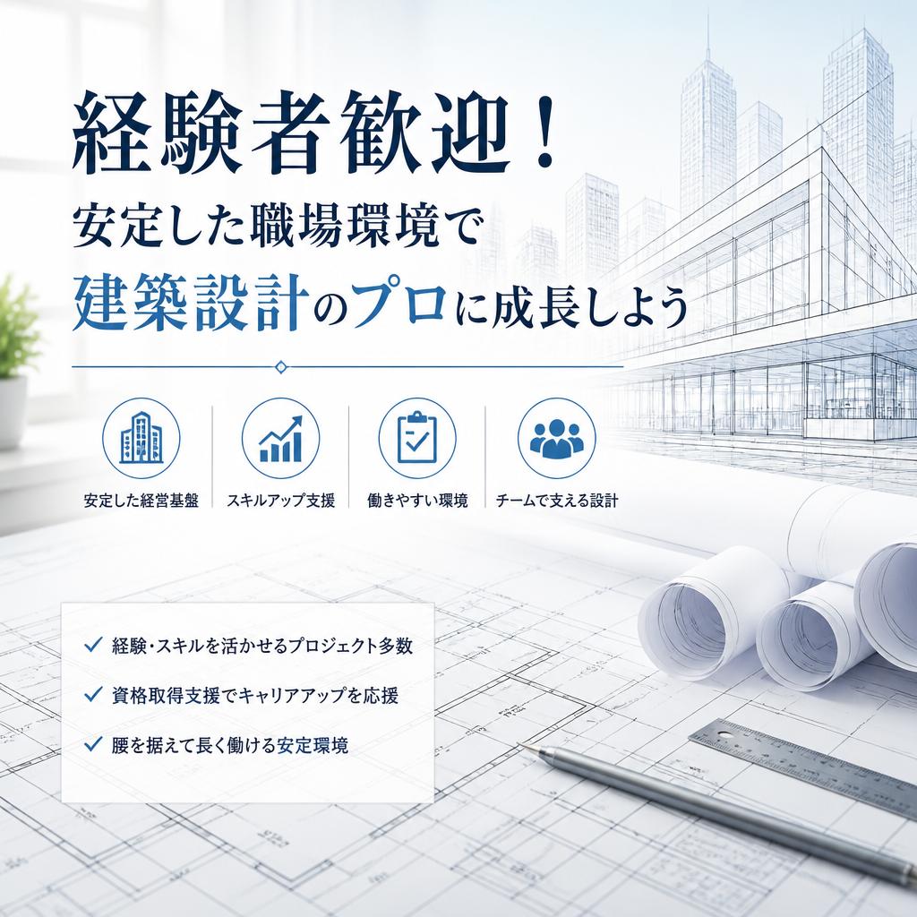 経験者歓迎！安定した職場環境で建築設計のプロに成長しよう