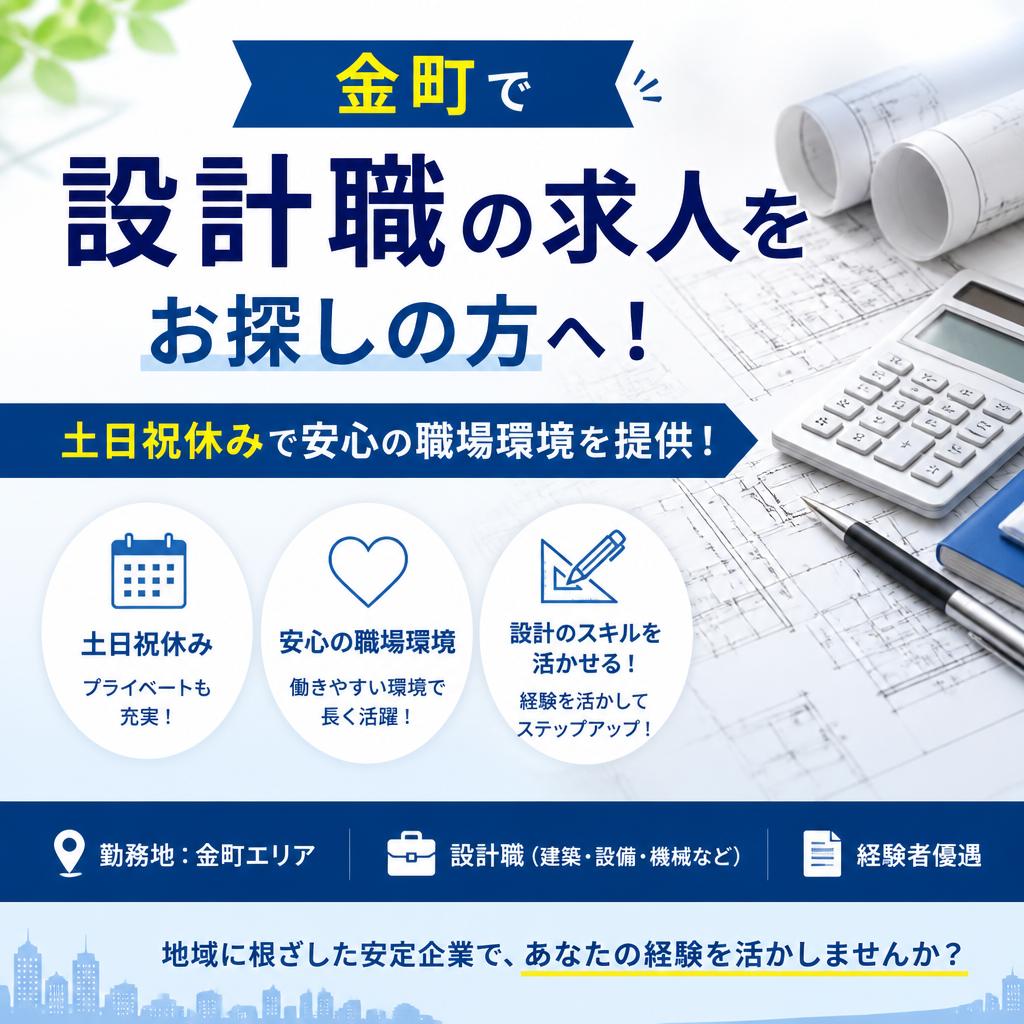 金町で設計職の求人をお探しの方へ！土日祝休みで安心の職場環境を提供！