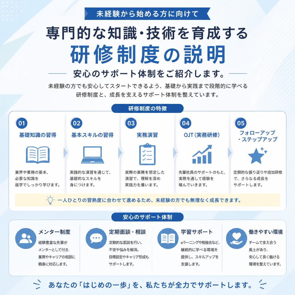 未経験者歓迎！充実の研修制度