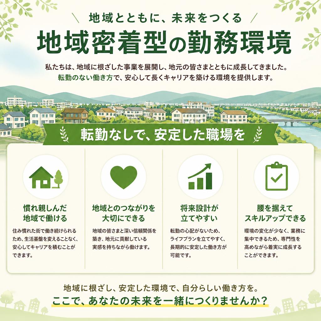 転勤なし！葛飾区で長く働ける環境