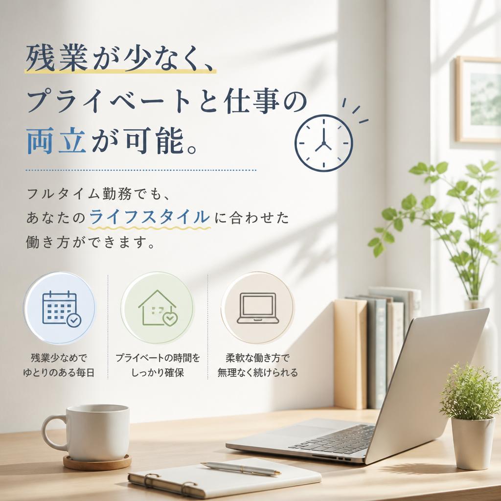 残業少なめ！働きやすい環境を実現
