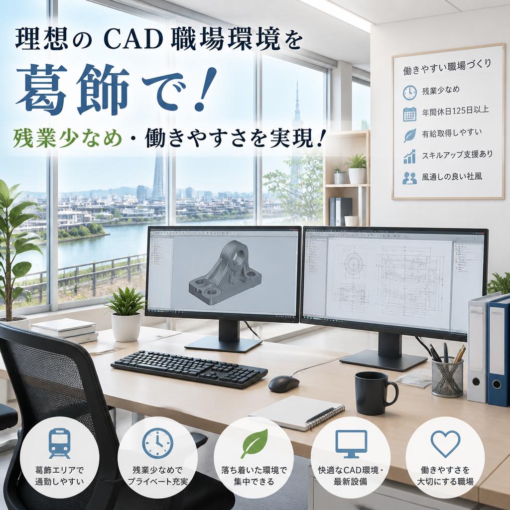 理想のCAD職場環境を葛飾で！残業少なめ・働きやすさを実現！