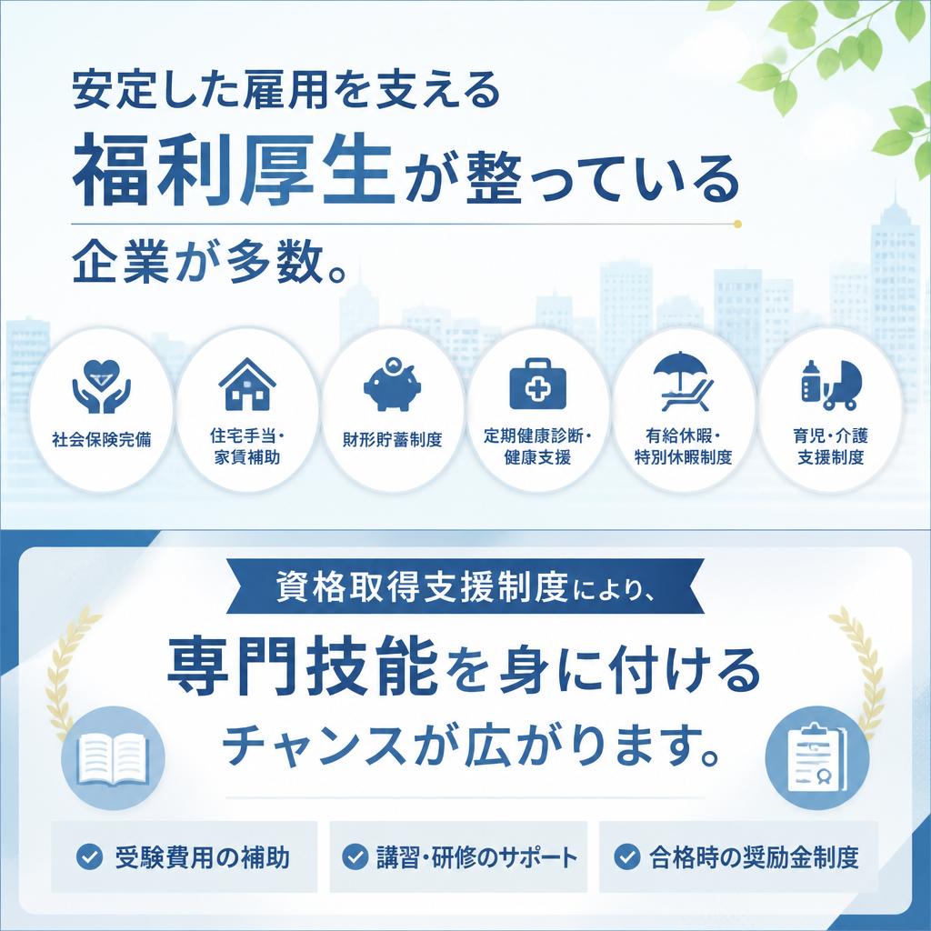 充実した福利厚生と資格取得支援