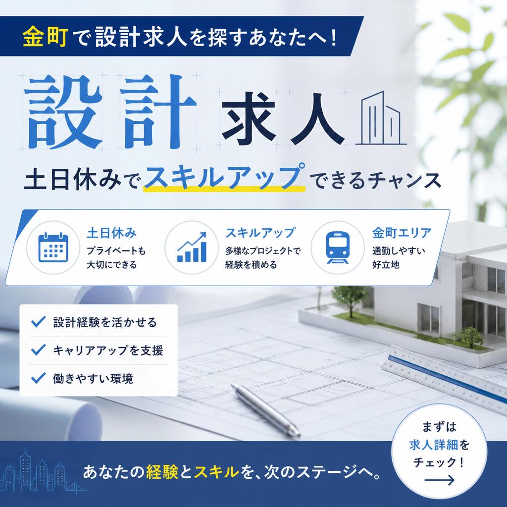 金町で設計求人を探すあなたへ！土日休みでスキルアップできるチャンス